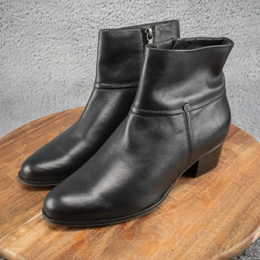 Van-Dal Black Leather Inside Zip Booties Office Size 4.5 UK 7 US‎